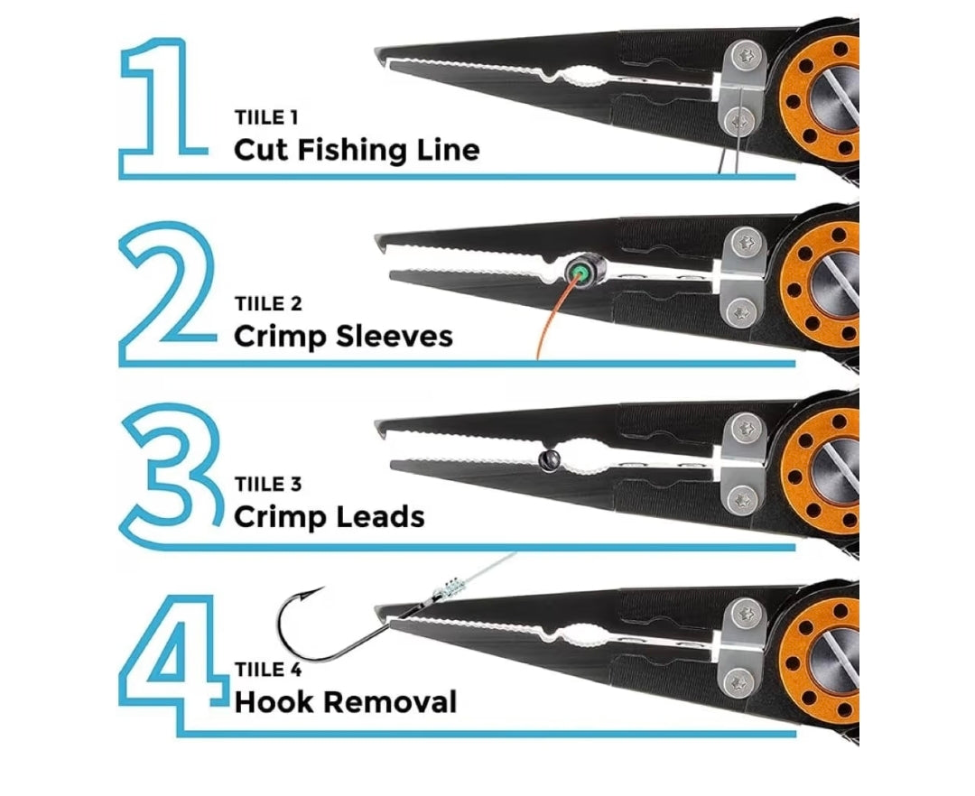 Camping Multi Use Fishing Pliers & Mouth Grip Set of 4